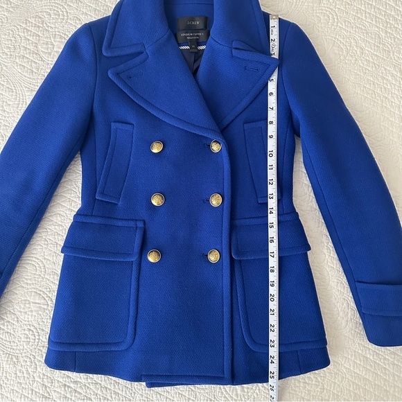 J. Crew Royal Blue Majesty Stadium Cloth Nello Gori Wool Peacoat Coat Women’s 00 - Picture 7 of 16